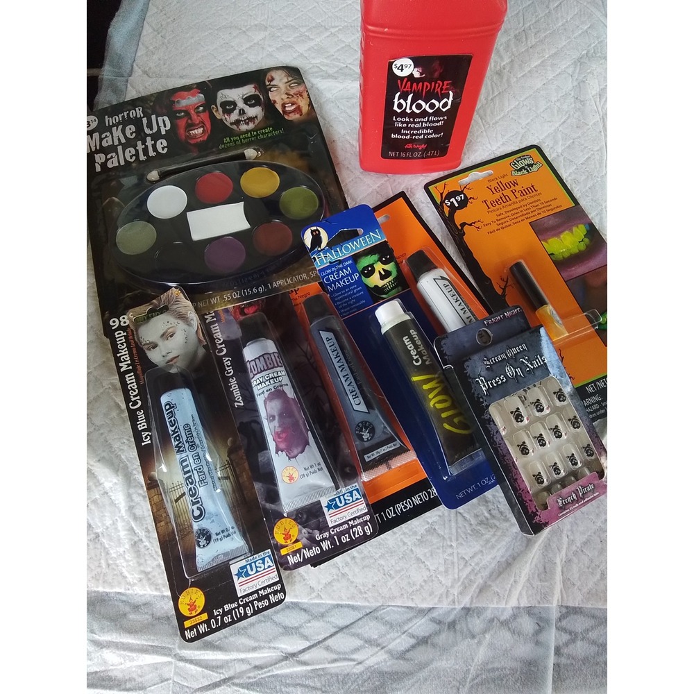 Halloween Makeup Bundle Vampire Blood Horror Palette Glow Cream Teeth Paint Nail